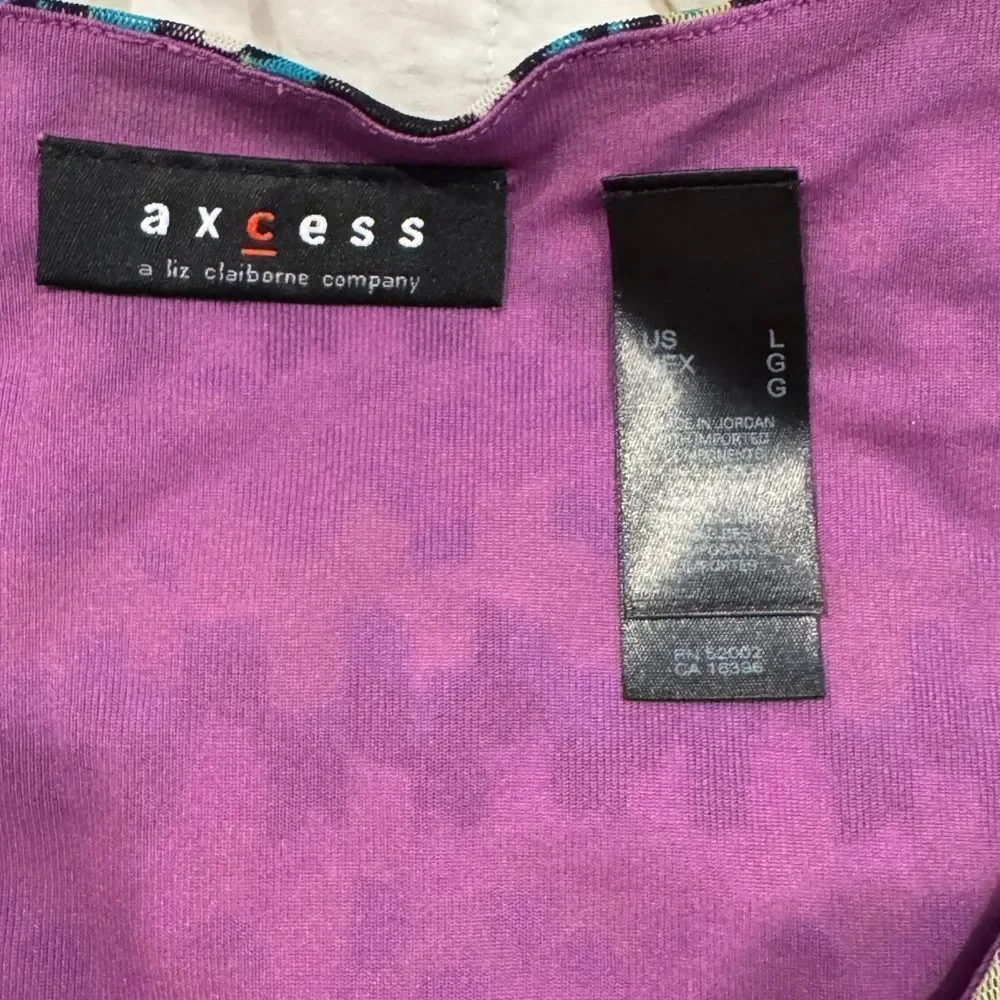 Axcess Purple and Black Patterned Short Sleeve Top